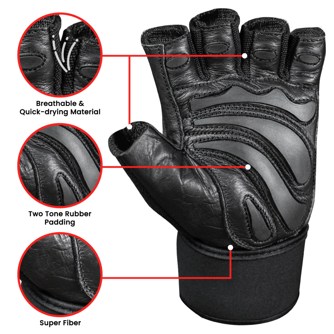 AG Fitness Real Leather Weight Lifting Gloves Gym Training Body Building Gloves