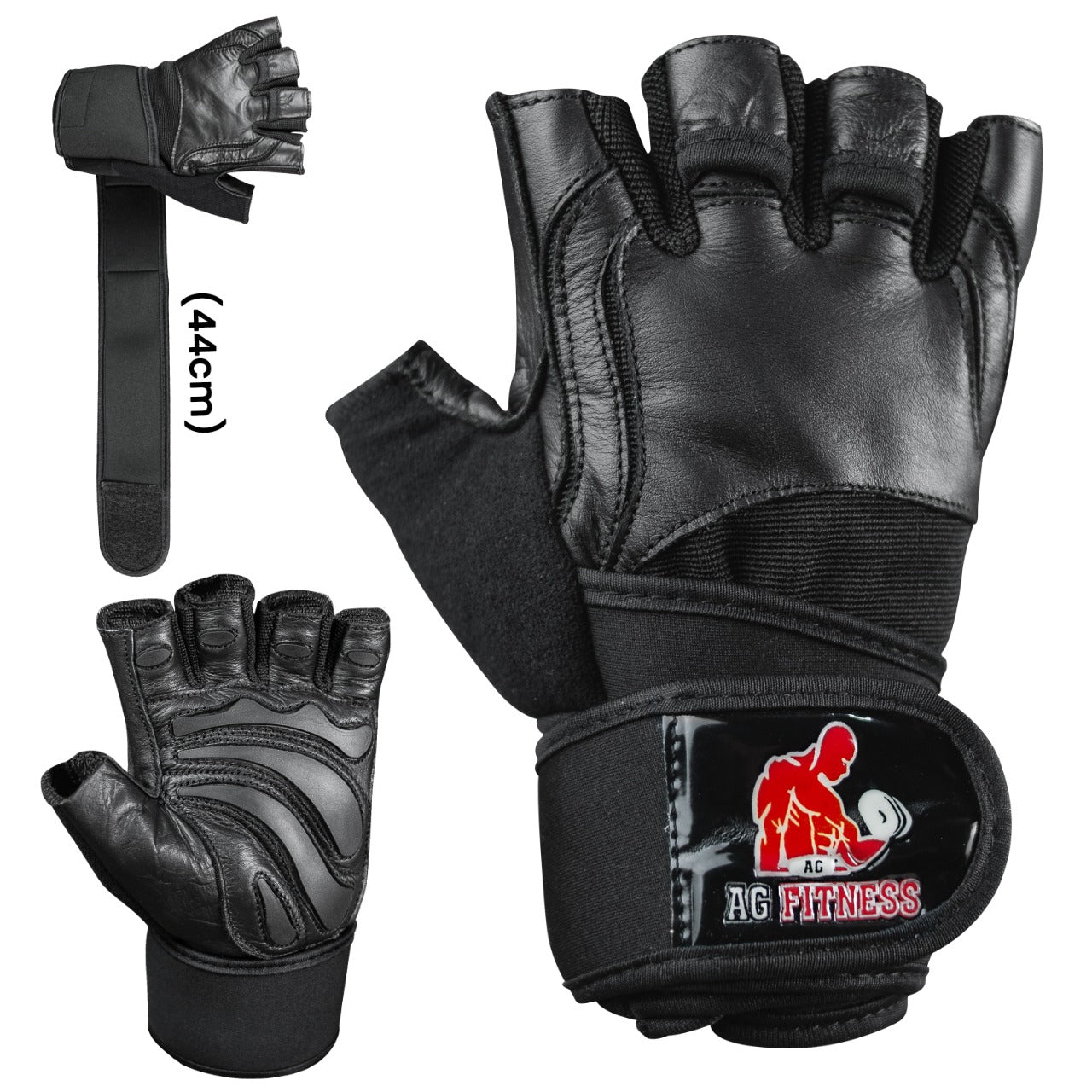 AG Fitness Real Leather Weight Lifting Gloves Gym Training Body Building Gloves