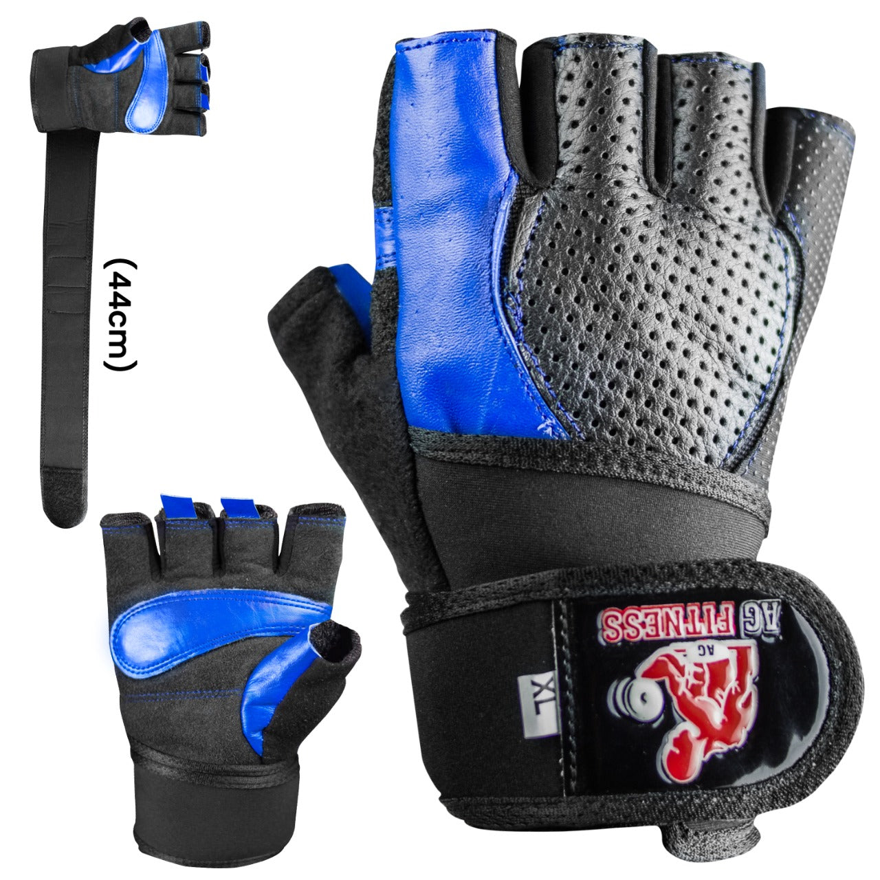 AG Fitness Real Leather Weight Lifting Gloves Gym Training Body Building Gloves S-XXL