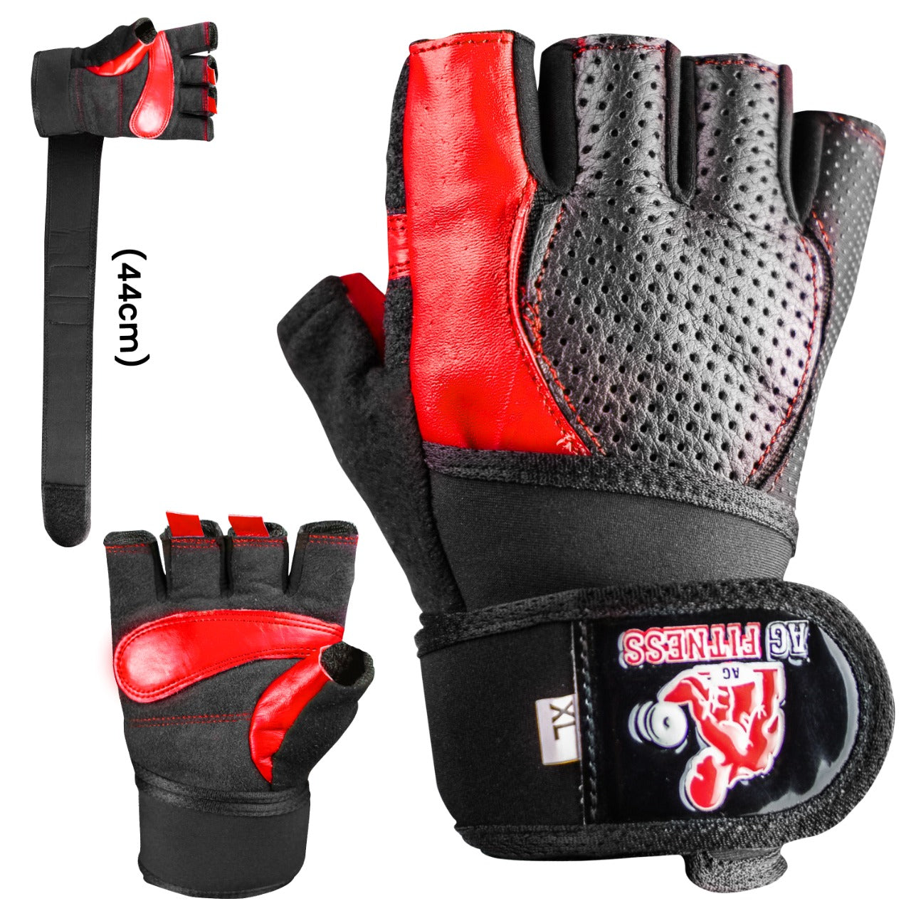 AG Fitness Real Leather Weight Lifting Gloves Gym Training Body Building Gloves S-XXL