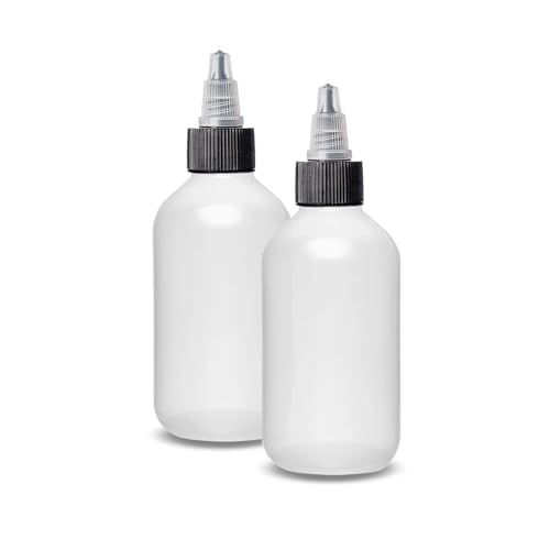 ljdeals 2 oz Plastic Squeeze Bottles with Twist Top Caps, Refillable Containers for Shampoo, hair color, Lotions, condiments, glues, craft, sauce and more, Pack of 2, BPA Free, Made in USA