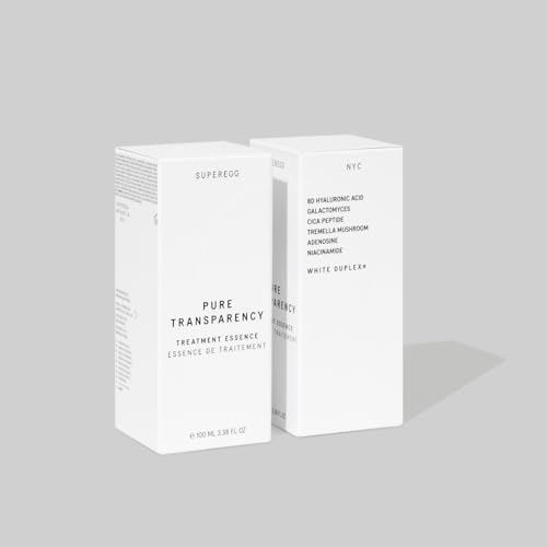 SUPEREGG Pure Transparency Treatment Essence: For bright, plump, glowing skin. Essence with 8D Hyaluronic Acid, Galactomyces Ferment Filtrate, Cica Peptide. 100 ML / 2 FL OZ