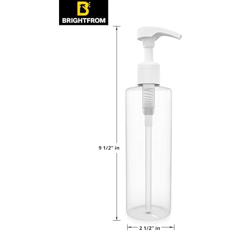 BRIGHTFROM Empty Lotion Pump Bottles 16 OZ, BPA-Free Refillable Containers, Plastic PET, Great for - Soap, Shampoo, Lotions, Liquid Body Soap, Creams and Massage Oil's, 2 Pack (White Pump)