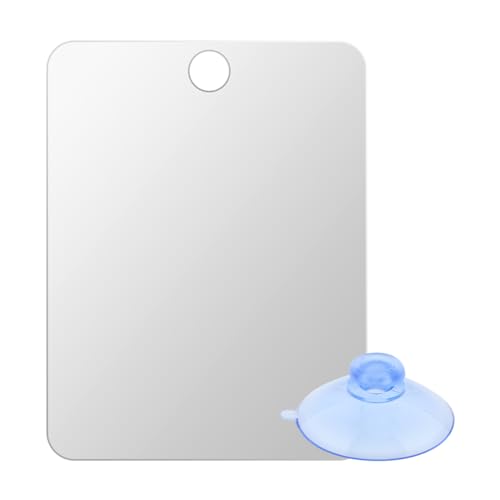 Anti-Fog Shower Mirror for Shaving, Shatterproof Men's Wall Hanging Handheld Locker Mirror, Bathroom No Fog Shaving Mirror (Silver,Size:6.7 * 5.1inch)