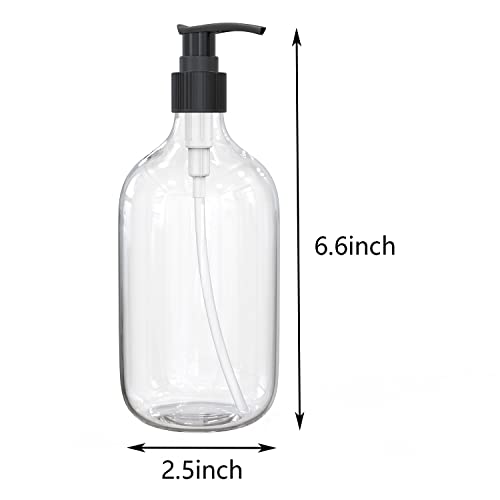 10 Ounce Clear Plastic Pump Bottle Dispenser, Refillable Empty Bottle Container with Pump for Essential Oil Soap Lotion Shampoo, 2 Pcs