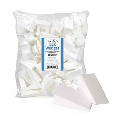 ForPro Professional Collection Beauty Wedges, Latex Free Foam Sponges, Makeup Blenders for Powder and Liquid Makeup, 100-Count