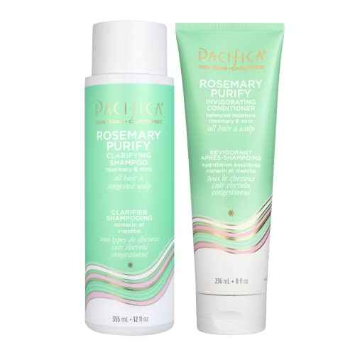 Pacifica Shampoo & Conditioner Set ? Rosemary Purify Invigorating Set with Cooling Mint for Clarifying and Detoxing, Sulfate-Free, Vegan & Cruelty-Free, 12 oz & 8 oz (Set of 2)