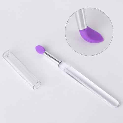 40Pcs Silicone Lip Brushes with Cap, Reusable Applicator Brushes for Eyeshadow, Lip Gloss Mask Cream