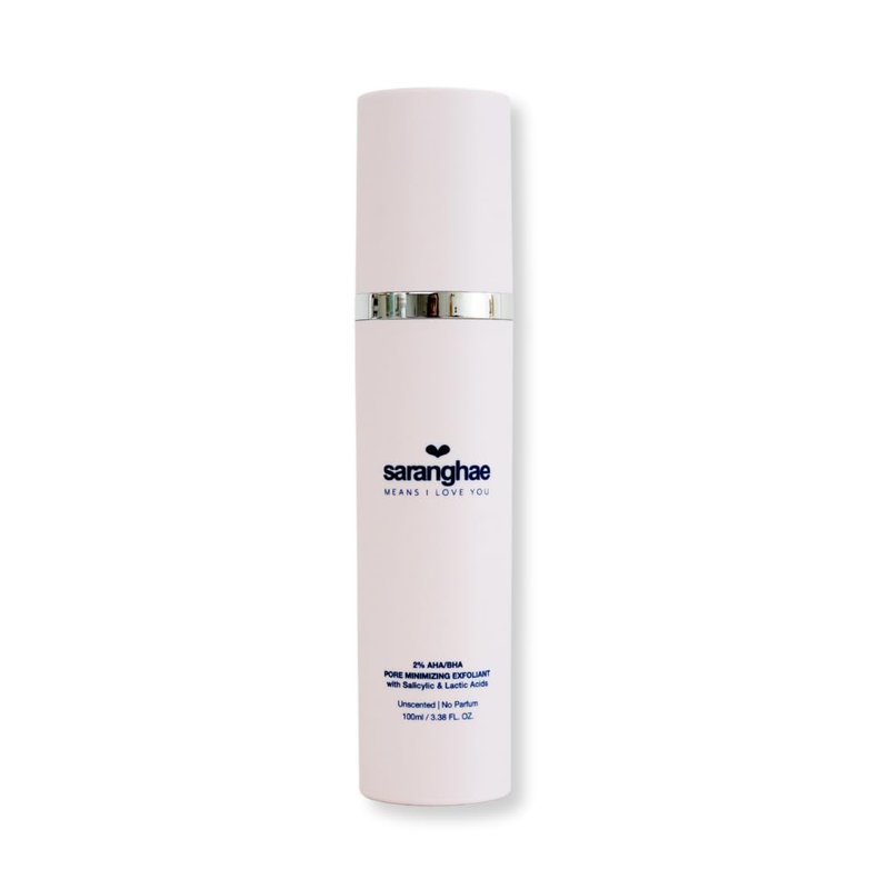 Love Saranghae AHA BHA Pore Refining Exfoliant – 2% Salicylic & Lactic Acid Liquid Toner – Smooth & Clarify Skin – Fragrance-Free, Non-Irritating, 4 fl oz