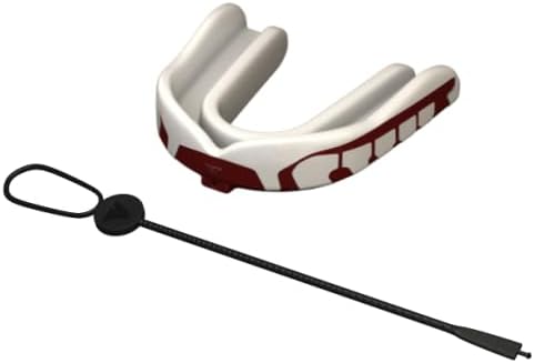 Velocity Champion Adult Mouthguard, 1 Pack, Maroon & White - for Ages 18 and Up - Ideal for Lacrosse, Football, Hockey, Basketball, Soccer, Boxing, Martial Arts, Field Hockey, and More