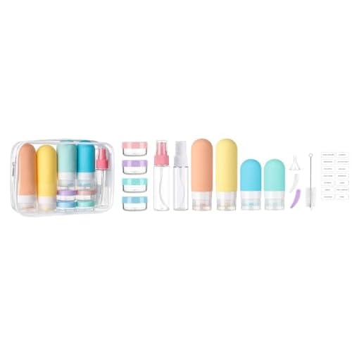 16 Pack Travel Bottles Set - TSA Approved Leak Proof Silicone Squeezable Containers for Toiletries, Conditioner, Shampoo, Lotion & Body Wash Accessories (White)