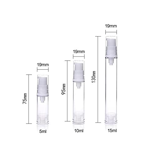 Wresty 12 Pcs Vacuum Lotion Bottles - Plastic Airless Pump Bottles, Travel DIY Cosmetic Cream & Makeup Foundation Toiletries Liquid Vacuum Container (5ml)