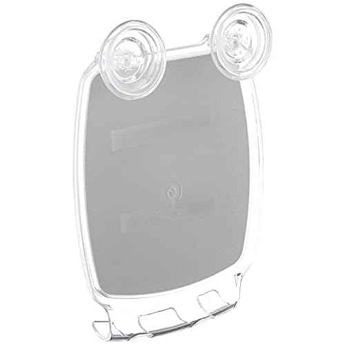 iDesign Plastic Power Lock Suction Shower Shaving Mirror with Razor Holder, Fog-Free Mirror for Bathroom or Tub, 6.25" x 8.5" x 2.5", Clear