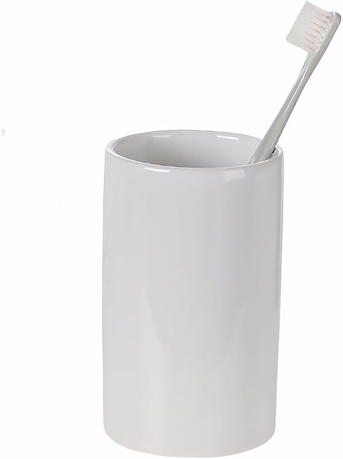 White Ceramic Toothbrush Holders, Bathroom Tumbler Cups,Toothbrush Cup, Bathroom Counter Organizer(300ml)