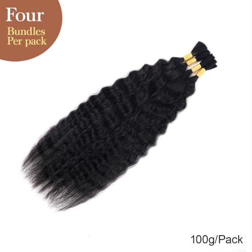 Wet and Wavy Human Braiding Hair Super Wave Bulk Hair For Braiding No Weft 100g (1Pack-4PCS) Super French Human Braiding Hair For Boho Braids (Super Wave£¨#1b£©, 24 Inch)