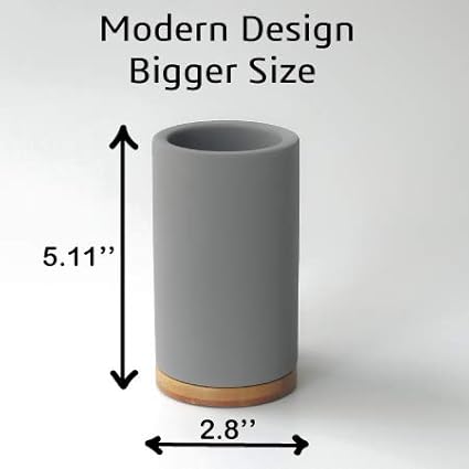 Matani Bamboo Toothbrush Holder Diatomite Tooth Brush Organizer - Storage Stand for Small Bathroom & Counter - Removable Base & Drain Holes, Water-Absorbent & Quick-Drying (Off White & Black)