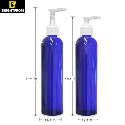 BRIGHTFROM Empty Lotion Pump Bottles, 8 Oz BPA-Free Refillable Plastic Containers, PETE1 Cobalt-Blue, Great for - Soap, Shampoo, Lotions, Liquid Body Soap, Creams and Massage Oil's (Pack of 3)