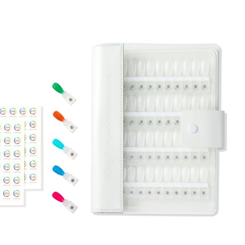 Vettsy Magnetic Nail Swatch Book, 120 Nail Color Display Book Organizer with 120 Magnetic Tips, Professional Salon Nail Art Color Chart & Practice Stand for Easy Preview & Storage