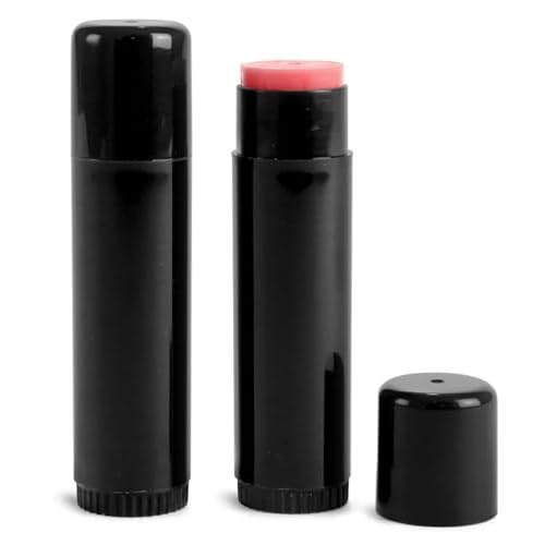 72 Black Plastic Empty Lip Balm Tubes with Black Friction Fit Caps by SKS Bottle & Packaging, 0.5 oz tubes - Bulk Black Lip Balm Containers for DIY Lip Care, Lip Balm Making, and Lip Balm Crafting