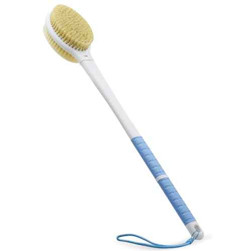 Shower Brush with Soft and Stiff Bristles,20.5" Extra Long Handle Dual-Sided Back Scrubber Bath Brush Body Exfoliator for Wet or Dry Brushing (Extra Long Handle)