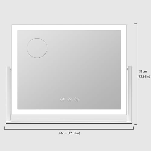 Lighted Makeup Mirror, 17.3"x13" Hollywood Vanity Mirror with Led Lights, Three Color Lighting Modes, and 5X Magnification Mirror, Smart Touch Control, 360¡ÆRotation (White, Gift Box)