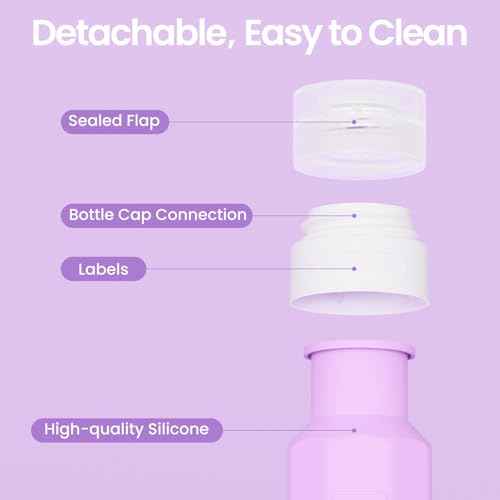 Redfly 17PCS Travel Bottles for Toiletries, TSA Approved Travel Size Containers, Leak Proof Travel Containers for Toiletries, Silicone Travel Kit for Shampoo, Conditioner, Lotion & Creams Purple