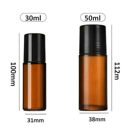 2 Pcs Brown 50ml Glass Essential Oil Roller Bottles Refillable Roll on Bottles Empty Deodorant Bottle Containers Rollerball Bottle for Fragrance, Refillable Containers Accessories