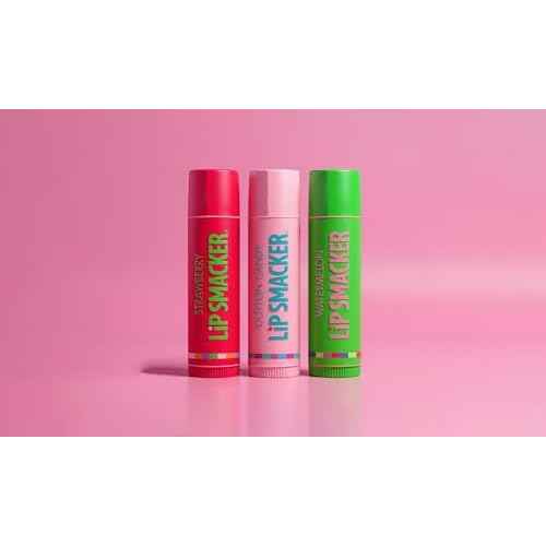 Lip Smackers Flavored Lip Balm Original & Best - Moisturizing, Soothing Trio Strawberry, Watermelon, & Cotton Candy