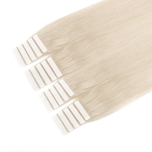 Sixstarhair Blonde Tape in Real Human Hair Extensions Remy Human Hair Soft Glue Silky Straight Tape in Hair Extensions Human Hair 50g Seamless Skin Weft Tape In Extensions [Color 1000 22inch]