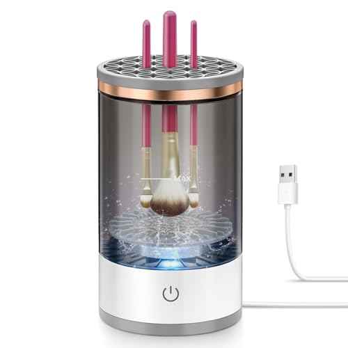 Electric Makeup Brush Cleaner, Quick Efficient Machine for Deep Cleaning All Types of Brushes, Portable Compact Design for Travel Home Use, for Makeup Lovers & Professionals - Red