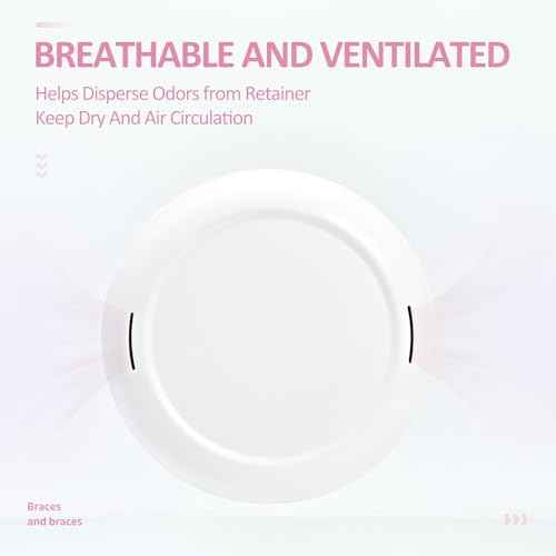 Retainer Case Slim Aligner Case with Vent Holes Removable Inner Tray Silicone for Easy Cleaning (White Pink)