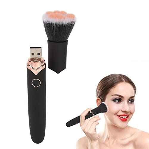 Powered Electric Makeup Brush Loose Powder Brush 10 Gears Vibration Electric Massage Brush for Makeup Blending Contouring Airbrush Finish, Black