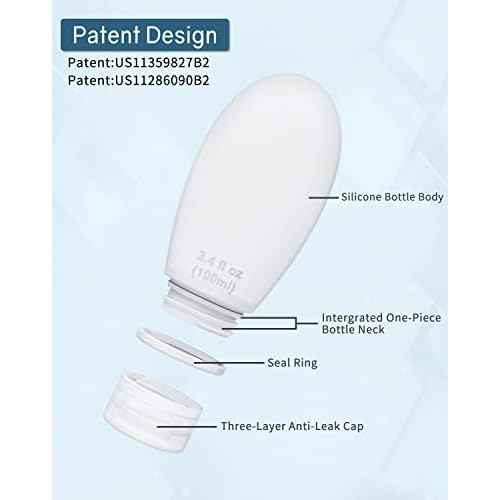Silicone Travel Bottles for Toiletries TSA Approved Travel Size Containers Set 4 Pack Portable Leak Proof Refillable Cosmetic Squeeze Bottles Shampoo Hair Conditioner Body Lotion Bath Shower Gel