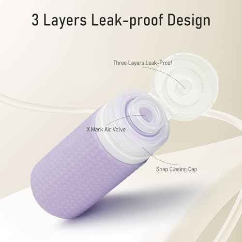 2 oz Travel Bottle Silicone Small Liquid Travel Containers 2 Pack Leak Proof TSA Approved Bottles On The Go Size Traveling Kit for Toiletries Shampoo Body Wash Skincare Lotion Women - Leather Purple