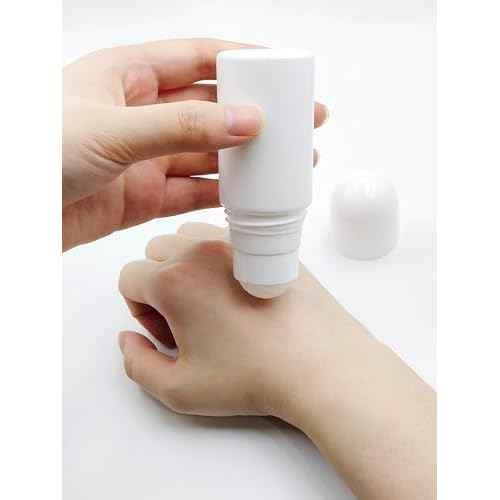 4Packs 1.7oz /50mL Roll-on Bottles Empty Refillable Roller White Plastic Anti-perspirant Roller Ball Perfume Bottles for DIY Deodorants, Essential Oils, and Fragrances