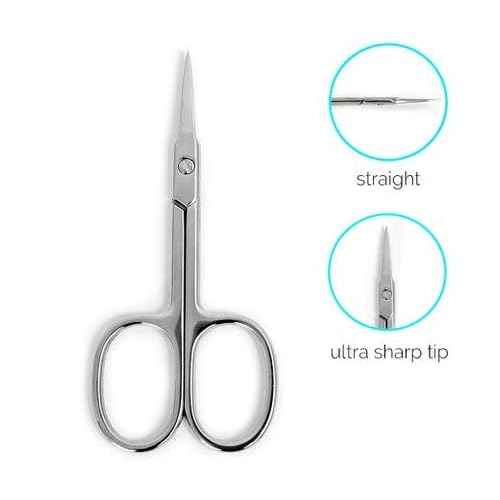 Professional Small Grooming Manicure Cuticle Scissors for Facial Hair, Nail, Moustache, Eyebrow, Eyelash, Nose, Ear, Beauty, Men and Women, Stainless Steel