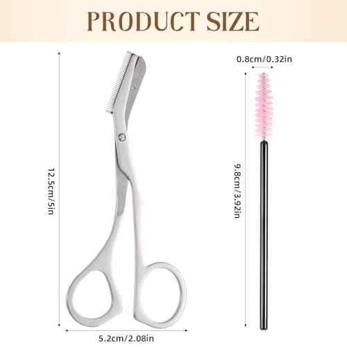 Eyebrow Scissors with Comb and Brush, Portable Eyebrow Trimming Scissors, Stainless Steel Eye Brow Grooming Shears for Men and Women Beard Eyelashes Eyebrows Facial Hair