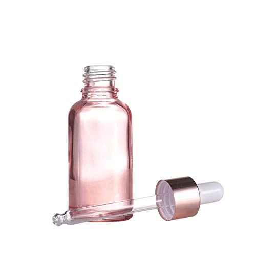 6 Pcs,3.4 Oz Pink Glass Dropper Bottle for Essential Oils,Empty Glass Massage Oil Bottle Holder With Glass Reagent Pipette,Aromatherapy Perfume Travel Vial Container-FREE Pipette,Funnel included