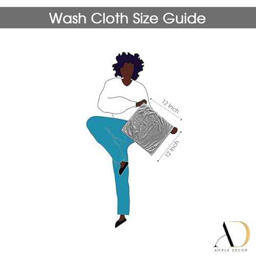 Ample Decor Washcloths Pack of 5 12 X 12 Inch, 600 GSM 100% Cotton Soft Absorbent, Premium Quality Durable Machine Washable, Ideal for Bathroom, Pool, Hotel, Spa ? Green