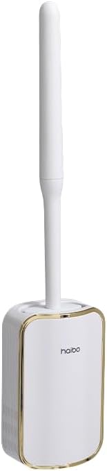 Wall Mounted Toilet Brush and Brush Holder, Curved Design Modern Toilet Cleaning Brush with Durable Bristles for Bathroom Cleaning, White