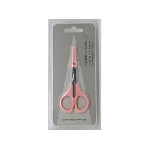 Eyebrow Grooming Scissors 4 Inches Curved Small Craft Lash Scissor for Eyebrow Eyelash Extensions Stainless Steel 1PC (Pink_Curved)