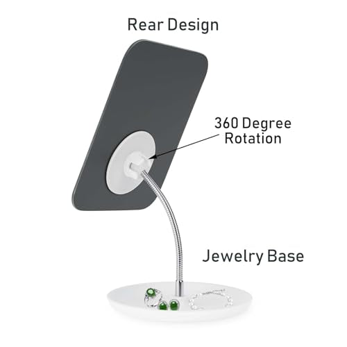 LFOYOU Table Vanity Mirror with Stand - Makeup Mirror for Desk - Adjustable Flexible Gooseneck, 360¡ÆRotation Folding Portable Bathroom Shaving Cosmetic Mirror Square