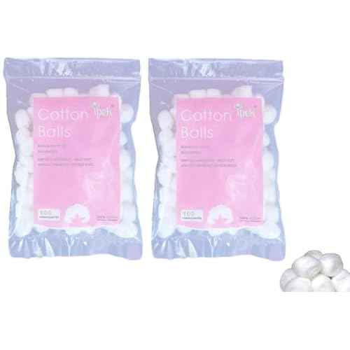 200Pcs White Cotton Balls Pure Natural Cotton Balls for Makeup Removal, Outdoor Traveling