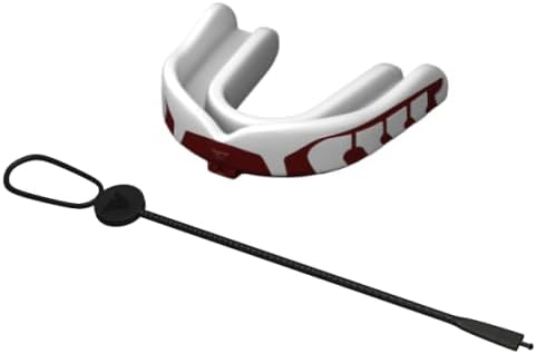 Velocity Champion Youth Mouthguard, 1 Pack, Maroon & White - for Ages 11 to 18 - Ideal for Lacrosse, Football, Hockey, Basketball, Soccer, Boxing, Martial Arts, Field Hockey, and More