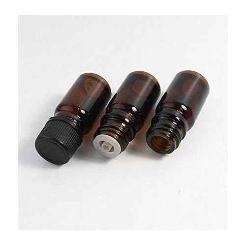 6Pcs Amber Glass Essential Oil Bottles with Orifice Reducer and Black Cap Empty Cosmetic Perfume Aromatherapy Storage Container Vial Pots Portable Refillable size 20ml/0.67oz