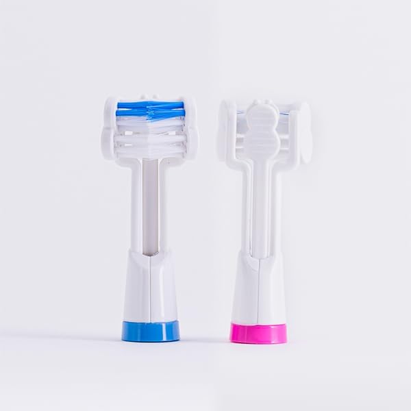 Triple Bristle Replacement Brush Head Refills | Innovative 3 Head Design | Compatible with Triple Bristle Brand Sonic Toothbrush | Color Changing Indicator Bristles | 2 Pack (Blue & Pink)