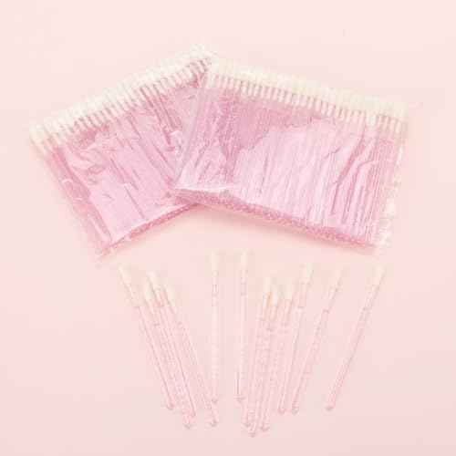Tbestmax 200 Lip Applicators Disposable Lip Brushes Crystal Lipstick Lip Gloss Wands, Pink