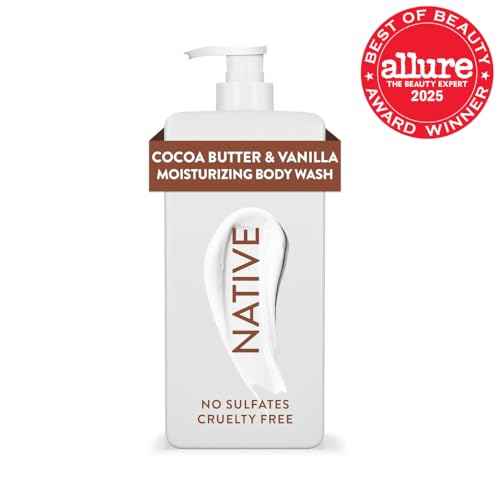 Native Moisturizing Body Wash Contains Naturally Derived Ingredients | for Women & Men, Sulfate, Paraben, & Dye Free Leaving Skin Soft & Hydrated | Cocoa Butter & Vanilla 18 oz