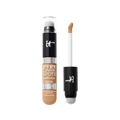 IT Cosmetics Bye Bye Dark Spots Concealer + Brightening Serum ? 2% Niacinamide, Hyaluronic Acid & Caffeine - Medium Coverage, Natural Finish, All Skin Types - 0.22 fl oz