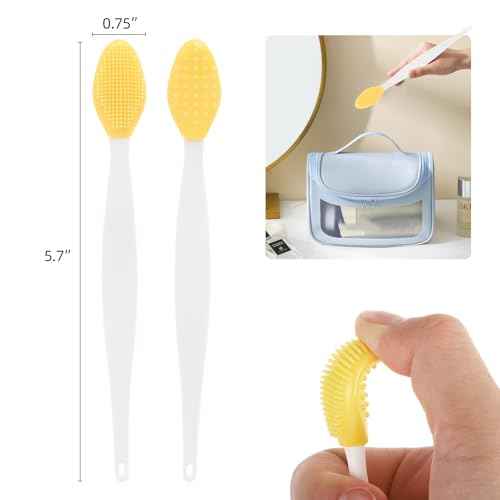 48 Pack Lip Scrub Brush, Silicone Double Sided Lip Exfoliator Brush for Men Women Lip Lightening for Dark Lips - 6 Colors